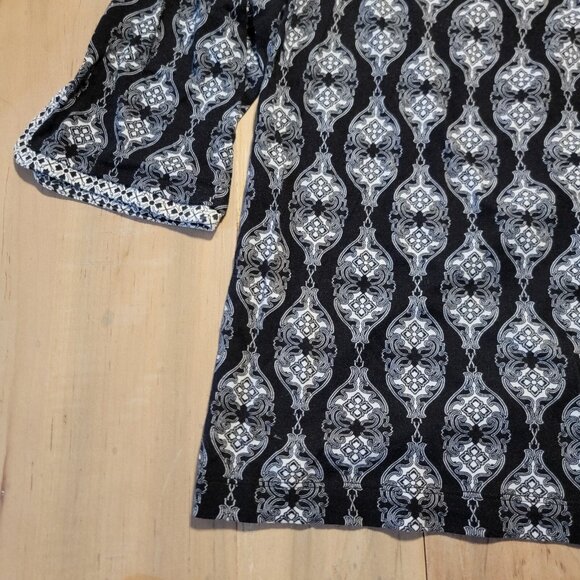 Vintage Anne Klein Polyester Black White Patterned Top 3/4 Sleeve Est Sz L - Picture 4 of 8